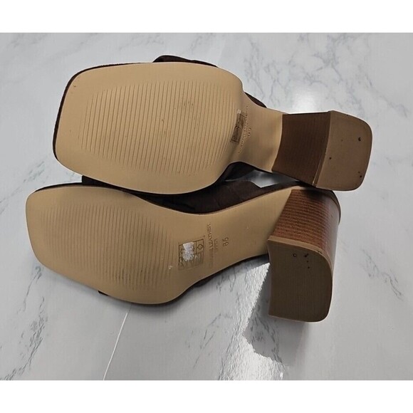 Journee Collection Womens Dorisa Brown Open Toe High Block Heel Size 6.5 NEW $65 - Picture 7 of 8